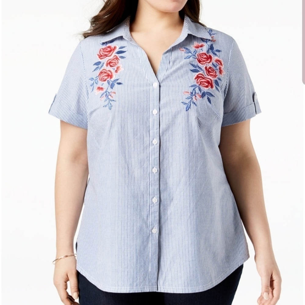 NEW EMBROIDERY SIZE 1X KAREN SCOTT WOMENS TOP